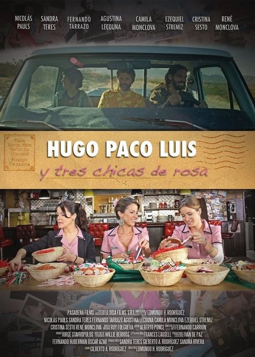 Постер Уго, Пако, Луис и три девочки в розовом