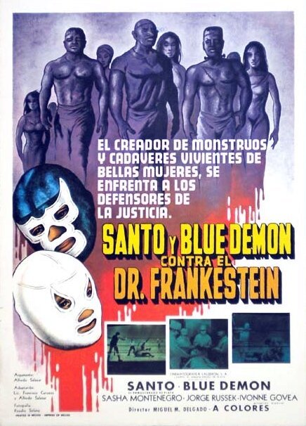 Постер Santo y Blue Demon contra el doctor Frankenstein